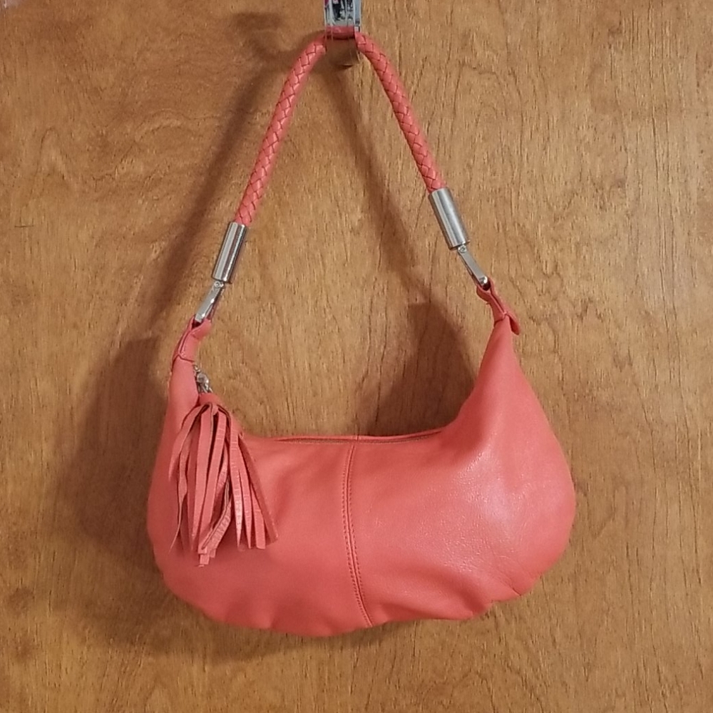 Express Coral Genuine Leather Shoulder Bag